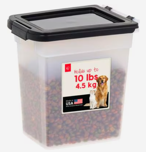 IRIS WeatherPro Airtight Dog, Cat & Bird Food Storage Container, Clear/Black, Medium