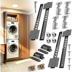 Pocket Door Slide 18inch, 4 PCS Pocket Door Hardware with Soft Close, Pocket Door Track System with Magnetic Catch, Space Saving Hidden Door Slides for Inset and Cabinet Door
