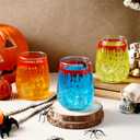 Maxcheck 6 Pack 18 oz Halloween Stemless Wine Glasses Halloween Wine Glass Set Clear Drinking Tumbler for Homes and Bars for Party Gift(Bloody)