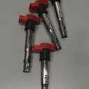 Set of 4 Ignition Coil Packs & Iridium Spark Plugs Compatible with 2.0L L4 2005-2018 Audi A3 A4 A5 A6 Q3 Q5 TT, 2006-2017 VW CC Eos GTI Golf Jetta Passat Tiguan Replace UF529 & 4464