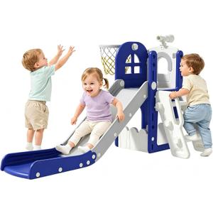 Babytronic Toddler Slide for Kids 1-3, 6-in-1 Baby Slide Indoor Playground