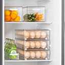 vacane Egg Holder for Refrigerator, 48 Capacity Clear Egg Storage Drawer with Non-Slip Pads, Stackable BPA-Free Egg Organizer Tray for Fridge, 2 Pack-Clear