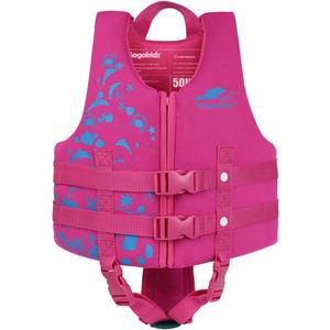 Gogokids Toddler Swim Vest, Kids Floaties Boys & Girls Buoyancy Jacket for Pool & Beach, Fits 2-8 Years / 22-60 lbs (Pink Dolphin) XL