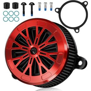 High Flow Air Cleaner CNC 6061 Aluminum Air Filter Intake System for Harley 2018-up Softail Fat Bob Boy Street Bob Heritage Classic 2017-up Touring Street Road King Glide Trike for M8 Engine, Red