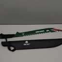 REAT Machete with Sheath, 25.5" Full Tang 420 Stainless Steel Blade with Raging Shark Green Coating,Non-silp Cord-Wrapped Handle for Yard Work, Cutting Trees,Camping Green