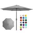 JEAREY 9FT Outdoor Patio Umbrella Outdoor Table Umbrellas with Push Button Tilt and Crank, Market Umbrella 8 Sturdy Ribs UV Protection Waterproof for Garden, Deck, Backyard, Pool (Grey)