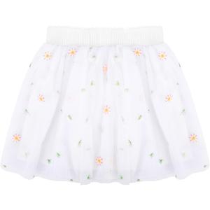 Bezioner Tutu Skirts for Toddler Girls Layered Embroidery Tulle Skirts for Girls Floral Skirt Party Customes (White) Small