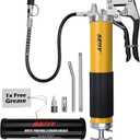 Heavy Duty Grease Gun Kit - 14oz Free Grease Tube 8000 PSI Pistol High Pressure Flexible Hose Bearing Grease Pump Marine Durable Connectors Adapters Extension Tubes Nozzle Easy Operation