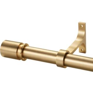 Curtain Rods for Windows 28 to 48 Inches - Aluminium Finials and Brackets - 1 Inch Decorative Window Rods - Adjustable Heavy Duty Curtain Rod - Wall & Ceiling Mounted - Brushed Gold Finish