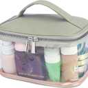 Makeup Bag Toiletry Bag for Women Large Capacity Transparent Makeup Bag Travel Bag for Toiletries Waterproof, Portable, Open Plan Design, Essential for Travel(Green) (EXP 08/16/35)