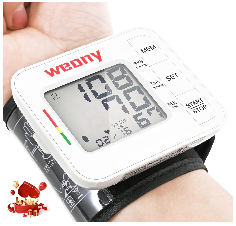 WEONY Blood Pressure Monitor for Home Use,Automatic Wrist Blood Pressure Monitor,Adjustable Wrist Blood Pressure Cuff (5.38.5”) 2*90 Reading Memory Digital Blood Pressure Machine with Carrying Case