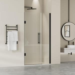 Findepot Frameless Pivot Glass Shower Door 42" W 72" H, Pivot Swing Shower Door with 1/4" SGCC Tempered Glass, Matte Black