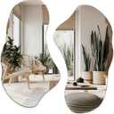 Irregular Wall Mirror, Set of 2, 31.5 x 17.5, Asymmetrical Curvy Groovy Blob Decor for Living Room Entryway Bathroom