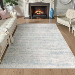 Lahome Light Blue Rugs for Bedroom, 5x7 Distressed Washable Area Rug for Living Room, Stain Resistant Carpet for Dining Room, Soft Non Slip Nursery Carpet Indoor (5' x 7')