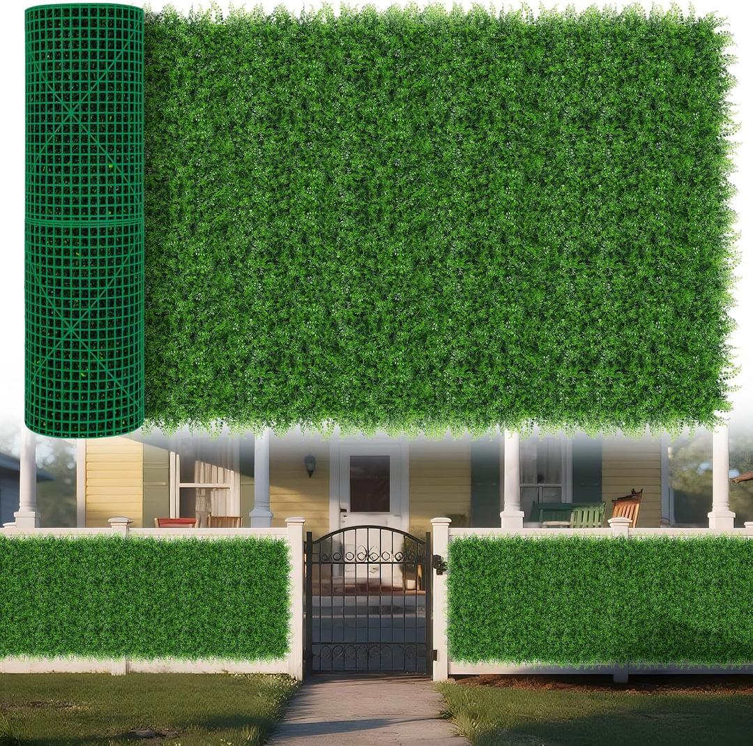 Yangrass Grass Wall Panels, 40"x120" (33.33 sqft) Artificial Boxwood Hedge Roll Privacy Screen, Green Wall Decor with UV Protection, Greenery Backdrop for Garden Indoor Outdoor Decor