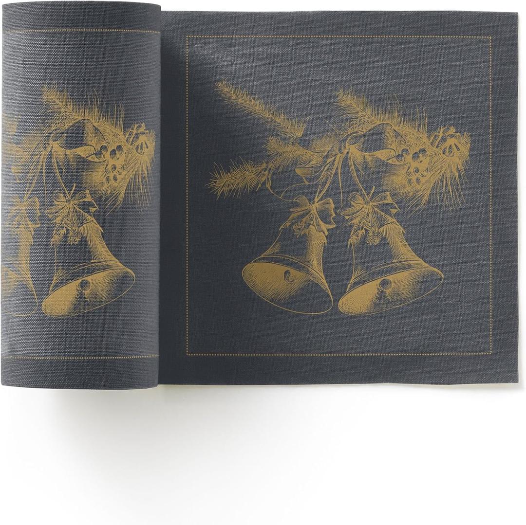 MY DRAP Cotton Cloth Cocktail Napkins Bells Xmas (4.3 x 4.3 in - 50 Per Roll - Cotton) Perfect for Hosting Christmas, Xmas, Holiday, Parties and Events