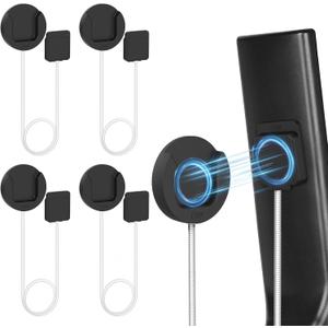 6.5 Ft Magnetic Remote Control Holder, 4 Pack Stretchy Remote Control Tether Wall Mount with Adjustable Leash and Strong Double N52 Magnets for TV/AC/Light/Fan, Home & RV Organizer Supply