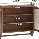 Double Glass Door Wood Wall Cabinet with Detachable Shelves,Brown, Large