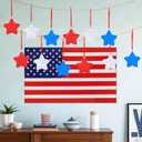 12 Pcs Christmas Tree Decoration Five-Pointed Stars Hanging Ornaments DIY Craft Designs Fourth of July Acrylic Hanging Pendants Red White Blue Stars Hanging Ornaments for Independence Day Tree Decor (Style 3)