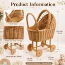 BruinBang 23.6 Inch Wicker Baby Carriage Handmade Wicker Stroller