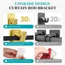 Adhesive No Drill Curtain Rod Brackets - Heavy Duty 30LB Holders for Bathroom Bedroom Kitchen, Universal Damage-Free Window Rod Hooks with Nail-Free Installation (8PC Gold)