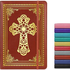 Christian Notebook Gifts for Women Men,Religious Bible Verse Notebook,Faith Prayer Journal for Women Christian Easter Gifts School Supplies (A4 Cross Brown)
