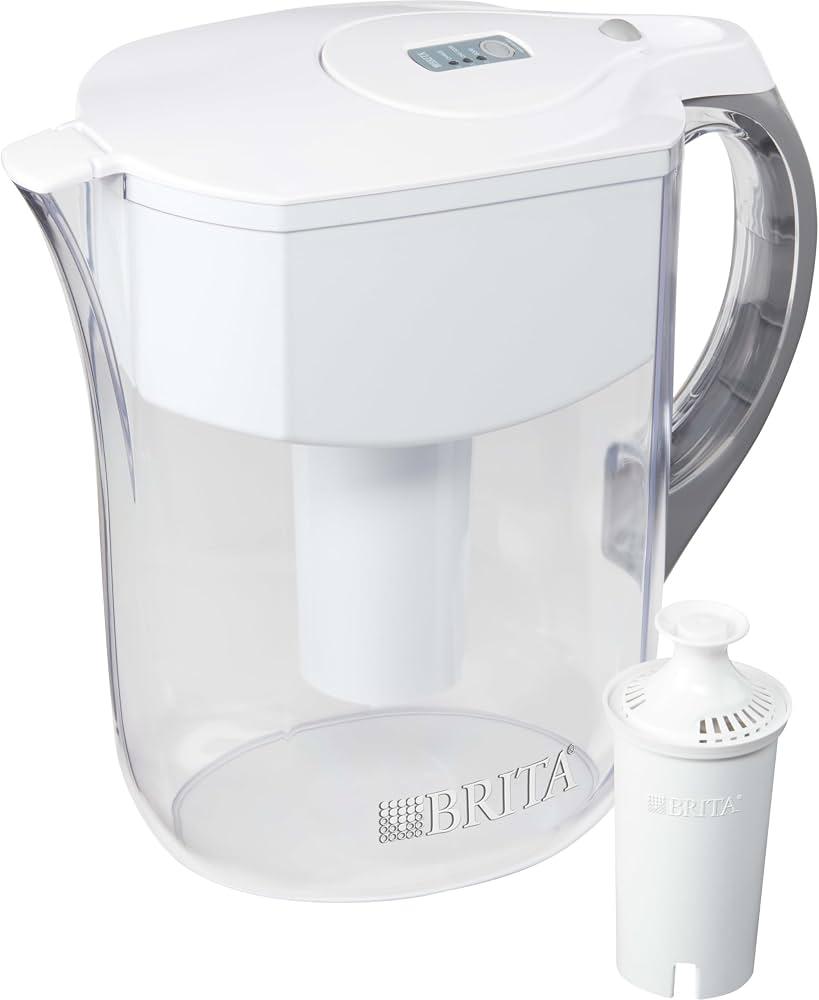Brita Large Water Filter Pitcher for Tap and Drinking Water, Includes 1 Standard Filter, BPAFree, Lasts Two Months, 10Cup Capacity, Bright White