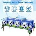 Kochorie 170 Pieces Soccer Birthday Party Decorations Soccer Paper Plates Napkins Cups Cutlery Tablecloth Triangle Flags Banner for Sports Themed Birthday Party Supplies, Serve 24 Guests