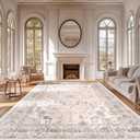 BESTSWEETIE 8x10 Area Rug Washable Rugs for Living Room, No Pile Boho Carpet for Entryway Bedroom Dinning Room, Vintage Carpet Print Distressed Non-Slip, 8 x 10 ft, Pink Beige Grey