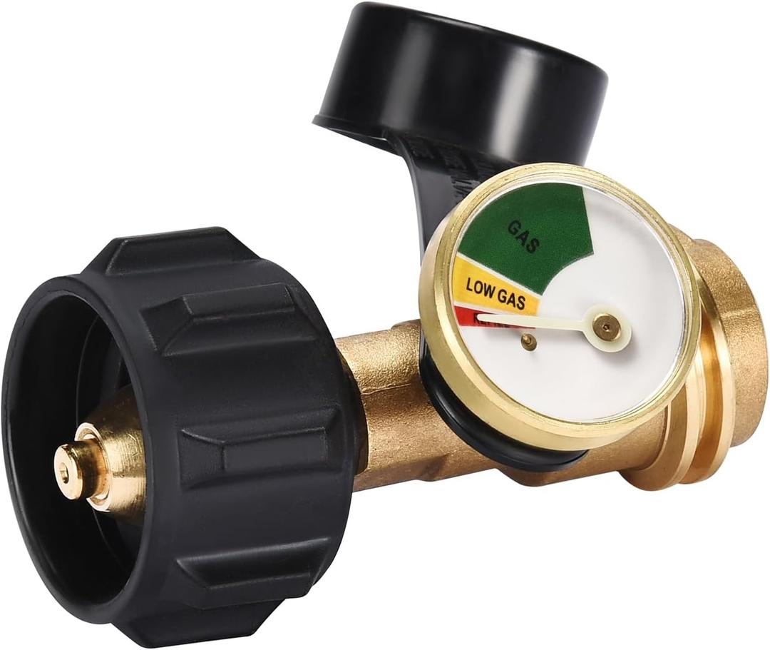 Champs Propane Tank Gauge Level Indicator Leak Detector Propane Gas Gauge Pressure Meter for RV Camper QCC1 Type1 Cylinder BBQ Gas Grill Heater