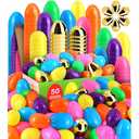 50 Pack 3 Inch Large Fillable Plastic Easter Eggs Bulk Include 6 Surprise Golden Eggs, Bright Color Empty Easter Eggs for Easter Hunts, Basket Stuffers Fillers, Easter Party Favors Classroom Prize