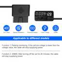 XMSJSIY OBD Power Cable for Dash Camera 90 Degree Right Angle Mini USB to OBD Parking Monitor Cable 12V-24V to 5V Dash Cam Hardwire Kit with Voltage Display and Low Voltage Protection - 3.5M/11.48FT