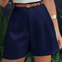NIMIN Womens Shorts Dressy High Waisted 2025 Summer Trendy Business Casual Work Tailored Shorts Without Pockets Belts (Large, Navy Blue)