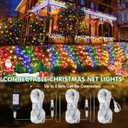 Hezbjiti Christmas Net Lights Outdoor 200 LED 6.9FT x 5.4FT Clear Wire with 8 Modes, Connectable Plug in Waterproof, Timer Memory Function for Xmas Tree Bushes Porch Lawn Windows Decor（Multicolor）
