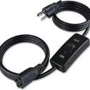 Long Extension Cord with Switch On/Off 3 Prong 18 AWG 6.56 FT Indoor Power Cord for Indoor Use - Black