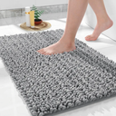 Yimobra Toilet Rug U Shaped Washable 24x20 Inch - Ultra Soft Absorbent Chenille Bath Rugs for Toilet, Quick Dry & Machine Washable, Non Slip Contour Bathroom Mat, Gray (Grey)