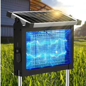 Solar Bug Zapper Outdoor Waterproof, Jepwe 4500V Cordless Bug Zapper Outdoor Large, Rechargeable Mosquito Killer & Fly Zapper, Solar Powered Insect Trap for Garden, Patio, Backyard, Indoor Use