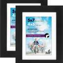 Americanflat 5x7 Picture Frame in Black Set of 2 - Displays 4x6 With Mat and 5x7 Without Mat - Composite Wood with Shatter Resistant Glass - Horizontal and Vertical Formats for Wall and Tabletop
