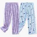 PNAEONG Women's Capri Pajama Pants Lounge Causal Bottoms Fun Print Sleep Pants Large, Pack of 2