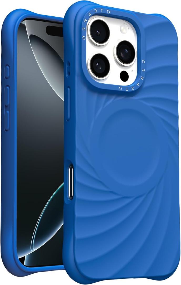 ORNARTO Vortuxe for iPhone 16 Pro Case 6.3" | 2X MIL-STD Drop Protection | Compatible with MagSafe | Sleek Aesthetic Liquid Silicone Phone Cover - Azure