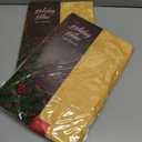 2 x Newbridge Christmas Carol Holiday Noel Damask Fabric Tablecloth, 52 x 52 Inch Square, Gold, Holly Leaf Poinsettia Weave, Wrinkle Free Soil Resistant Easy Care Table Cover