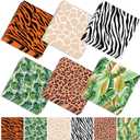 120Pcs Jungle Safari Wild Animal Party Supplies Disposable Jungle Zoo Animal Print Tropical Paper Napkins for Birthday Party, Baby Shower and Safari Theme Decorations, 6 Style