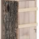 1 Pcs Squirrel Nesting Box Squirrel House for Outside Nesting Hanging Handcrafted Thick Wood Winter Chipmunk Outdoor Shelter Garden Yard Support Local Wildlife Easy to Install (Vertical)