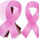 Niwkkhip Pink Ribbon Paper Card Cutouts Breast Cancer Awareness Cutouts for Women Charity Public and Social Event Supplies (200, Pink, Medium)