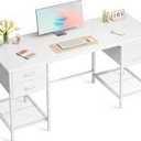 Huuger 55 Inch Computer Desk with 4 Drawers, Office Desk with Mesh Shelf, Gaming Desk, Large Storage, Writing Desk Work Desk for Home Office, Study, Bedroom, Work from Home, White