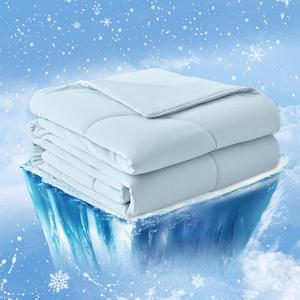 Cozy Bliss Cooling Comforter Queen Size, Cooling Blankets for Hot Sleepers and Night Sweats, Blue Summer Comforter for Queen Size Bed, Breathable Soft Lightweight Silk Smooth Blue, Queen(90"*90")