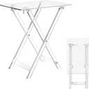 Namalu Acrylic Foldable TV Dinner Table Clear Small Folding Tray Space Saving for Eating Snack Coffee Bed Desk Living Room Kitchen Furniture Easy Assembly(No Edge,20.4 * 18.6 * 12 Inches,Transparent)