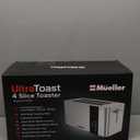 Mueller UltraToast Full Stainless Steel Toaster 4 Slice, Long Extra-Wide Slots for Bagels and Waffles, 6 Browning Levels, LED Display, Cancel/Defrost/Reheat Functions & Removable Tray, Kitchen Gadgets