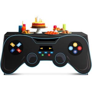 6 Ft Video Game Tablecloth Birthday Party Decoration Game Controller Shaped Table Cover Washable Polyester Party Supplies Game pad Table Covers Protector for Gamer Player Birthday Parties Decoration