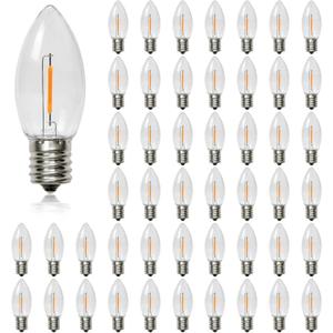50 Pack C9 Led Replacement Christmas Light Bulb, 0.6W C9 Shatterproof Led Bulbs for Christmas String Light, E17 Intermediate Base, Commercial Grade Light Bulbs, Warm White 2200K